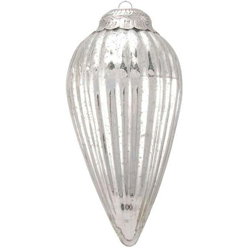 Glas Zapfen Silber 34 cm zum Hängen Terrapalme Heim und