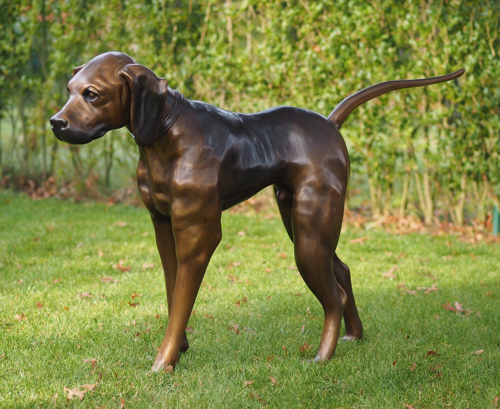 Hubert Bluthund Große Bloodhound Bronzefigur Terrapalme Heim und